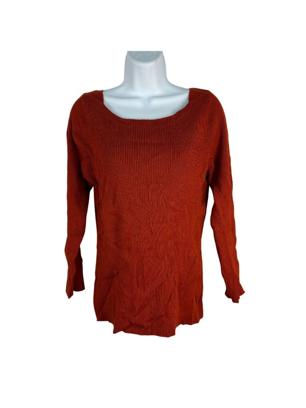Est. 1946 Womens Burnt Orange Ribbed Sweater Large Rayon Blend Lightweight Knit